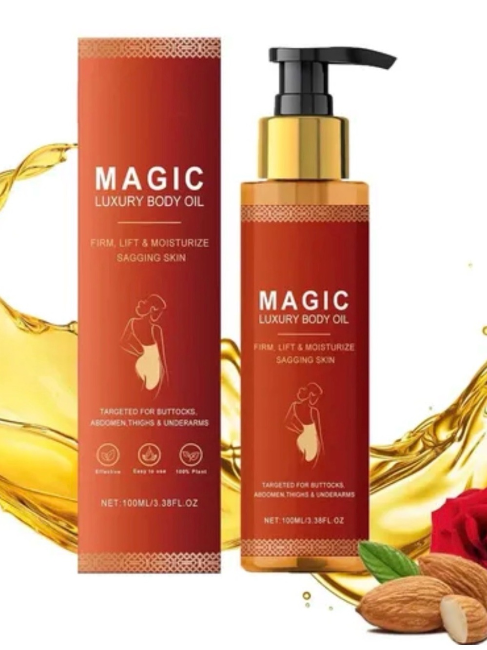 Magic Luxury Body Oil - Maroon and Gold Accents